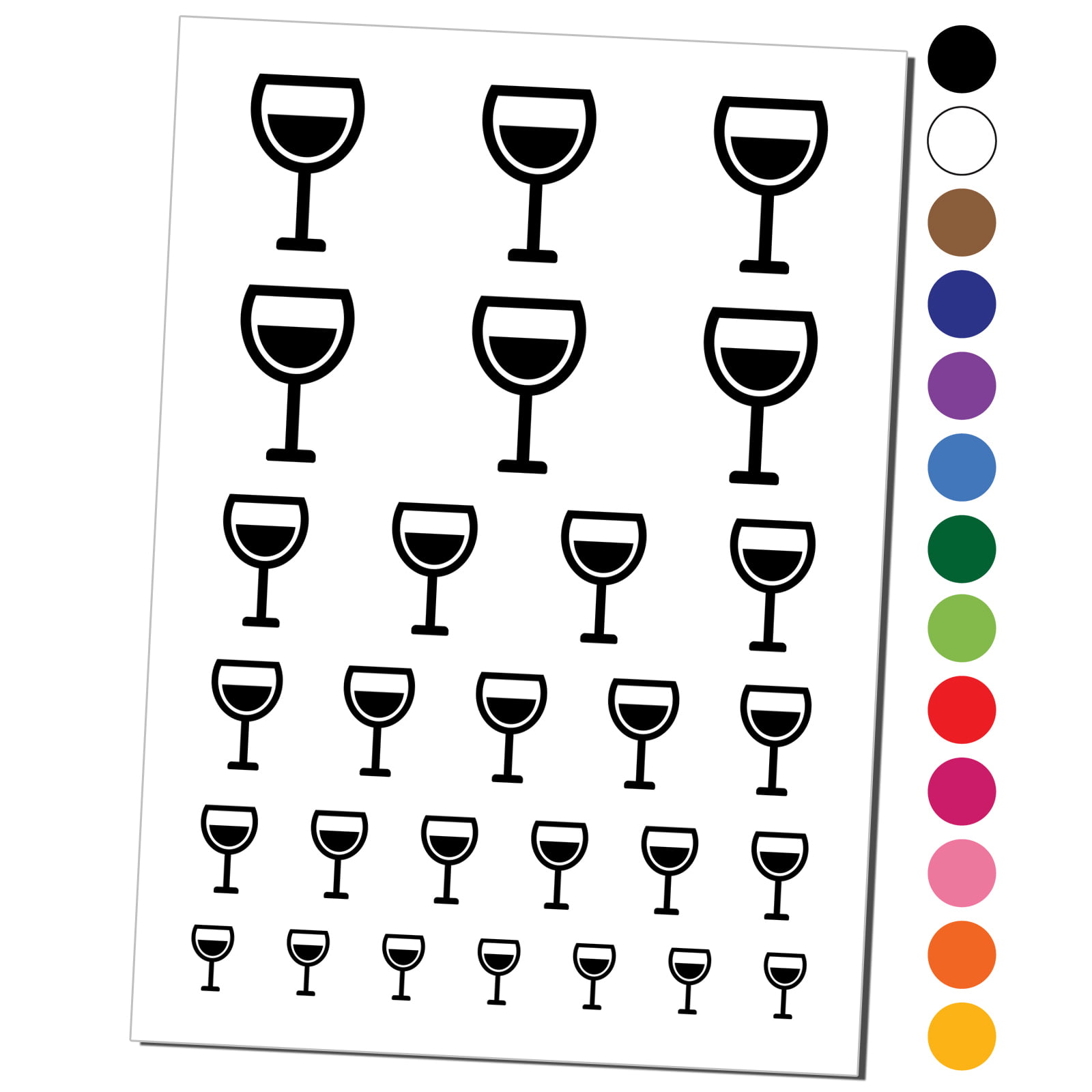 Wine glass half full water resistant temporary tattoo set fake body art collection