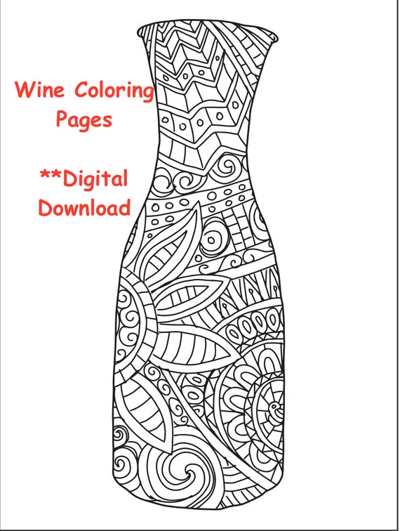 Digital download coloring book for wine lovers girls night or to destress