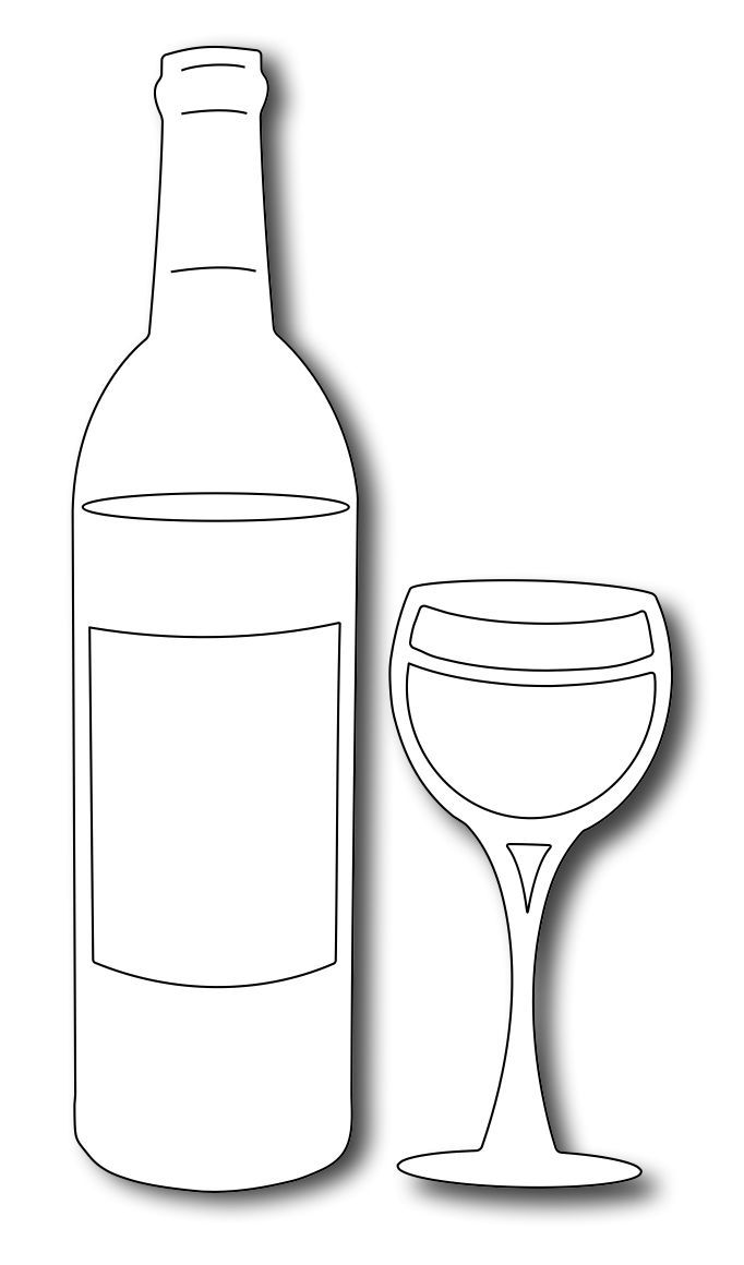 Free template wine bottle and glass