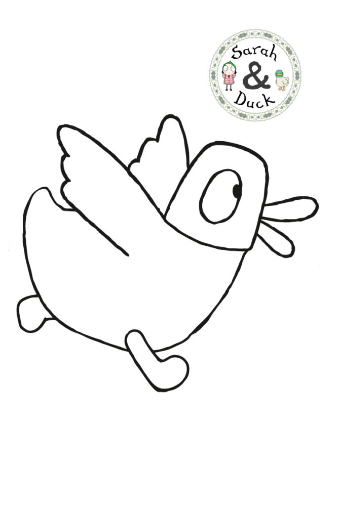 Sarah duck flapping wings colouring sheet