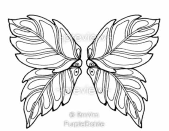 Butterfly wings coloring book printable color pages fairy wing templates pdf files images digital download