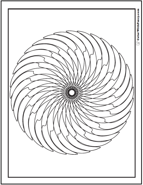 Coloring printable geometric patterns wheel of blades