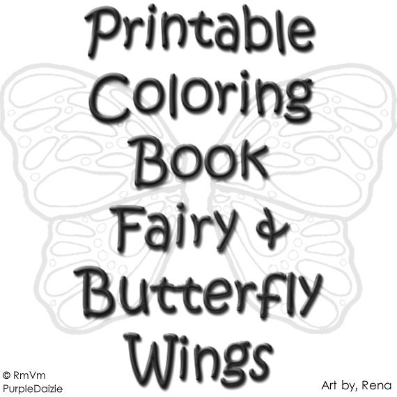 Butterfly wings coloring book printable color pages fairy wing templates pdf files images digital download