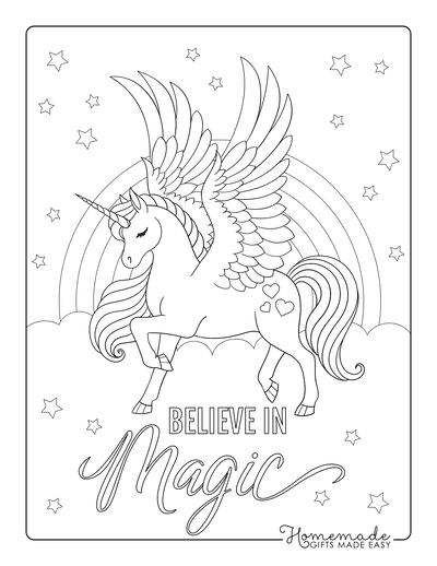 Magical unicorn coloring pages for kids adults