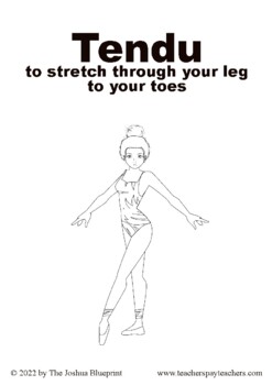 Ballet term coloring page tendu by the joshua blueprint tpt