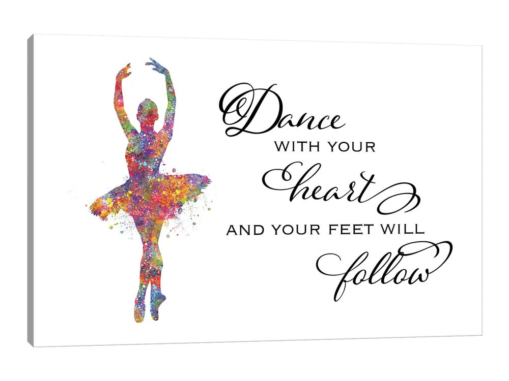 Ballerina quote heart follow art print by genefy art