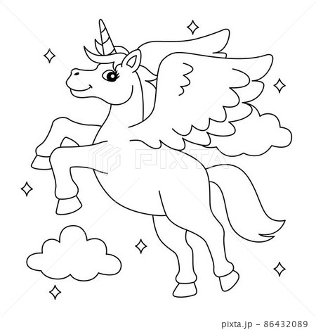 Flying unicorn coloring page for kids