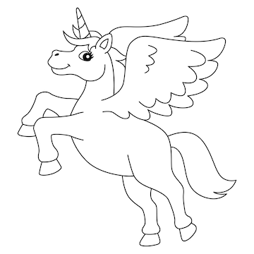 Premium vector flying unicorn coloring page isolated for kids