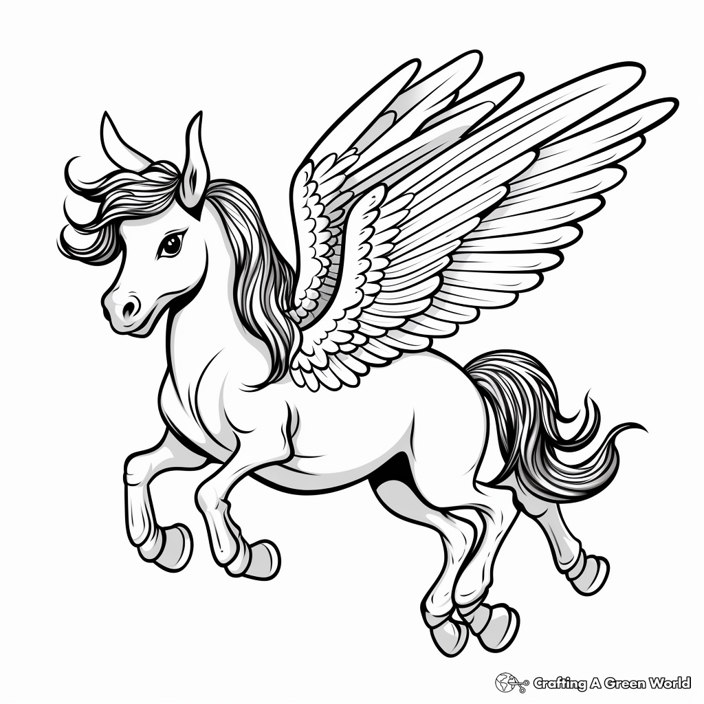 Flying unicorn coloring pages