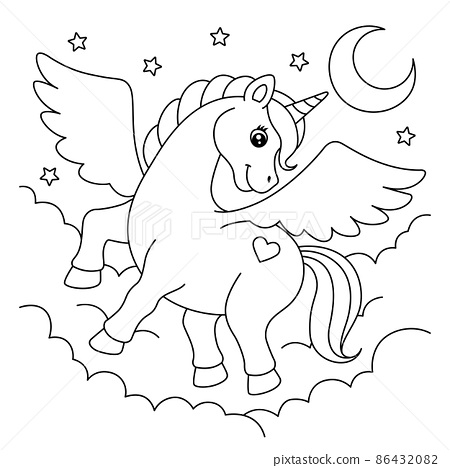 Flying unicorn coloring page for kids