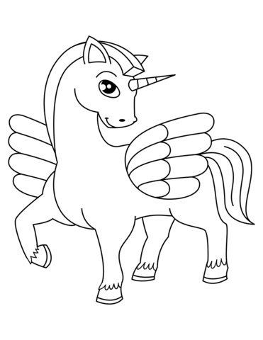 Cute winged unicorn coloring page free printable coloring pages