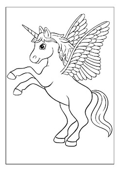 A world of fantasy printable winged unicorn coloring pages collection for kids