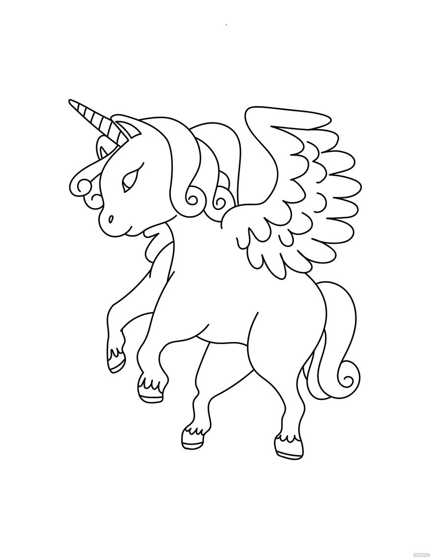 Free unicorn wings coloring page