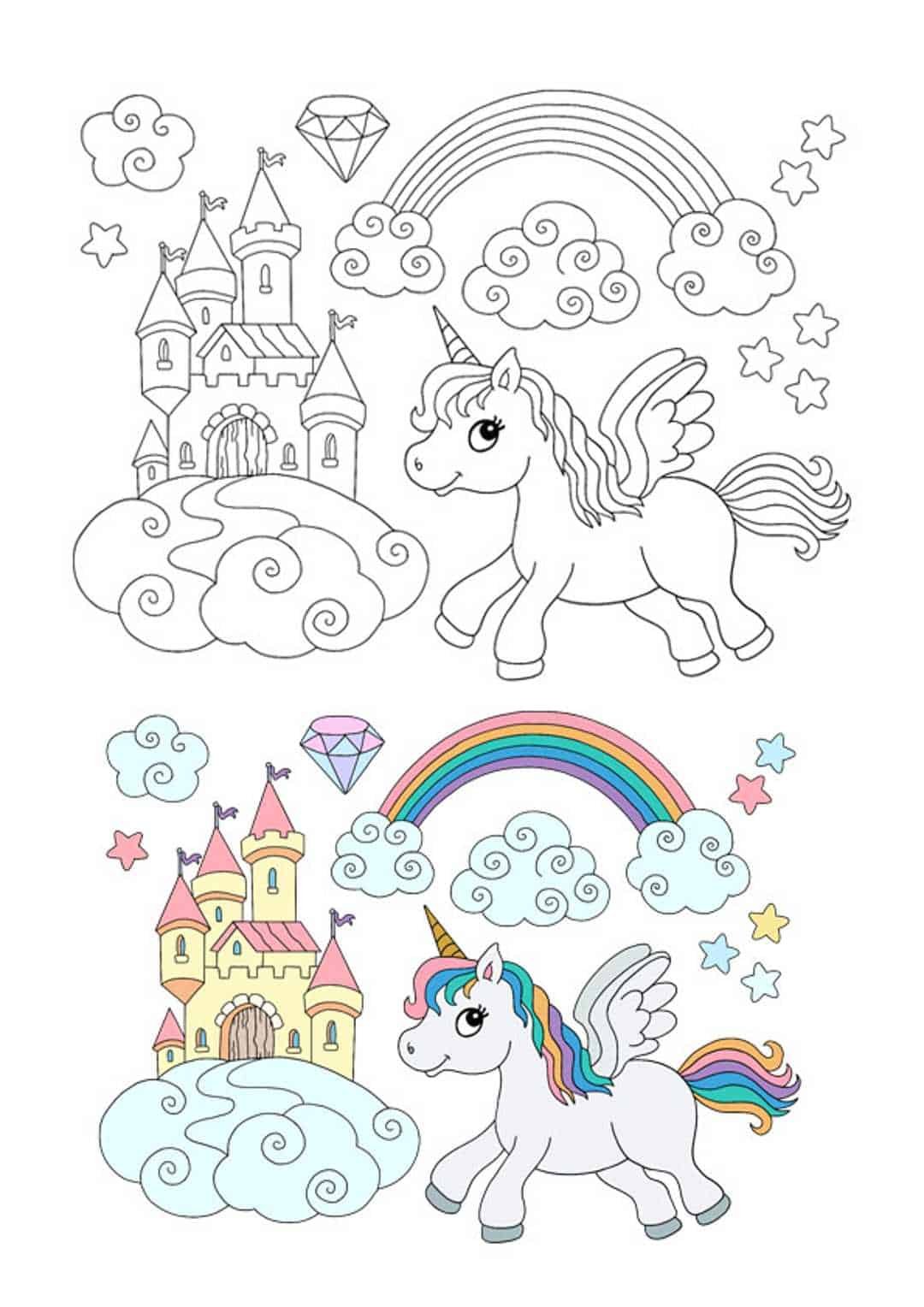 Flying unicorn coloring pages