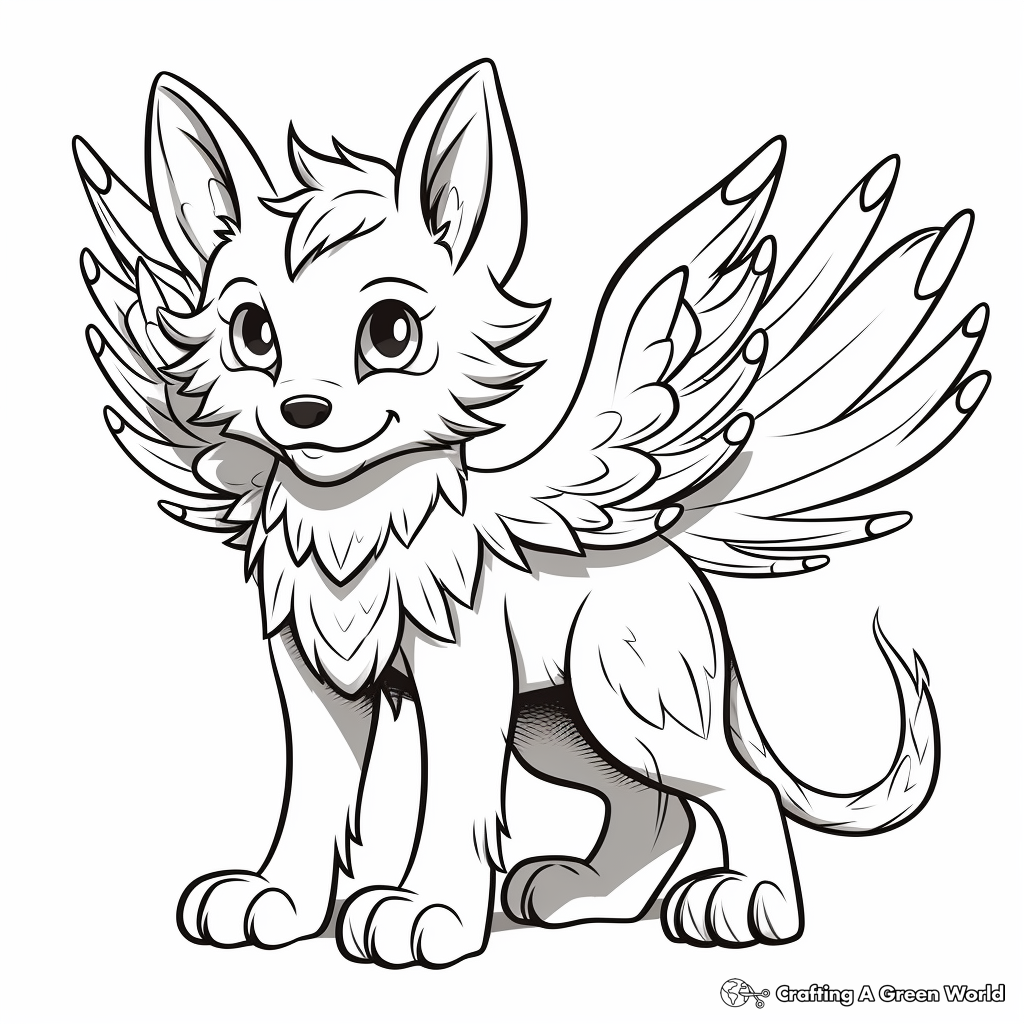 Winged wolf coloring pages