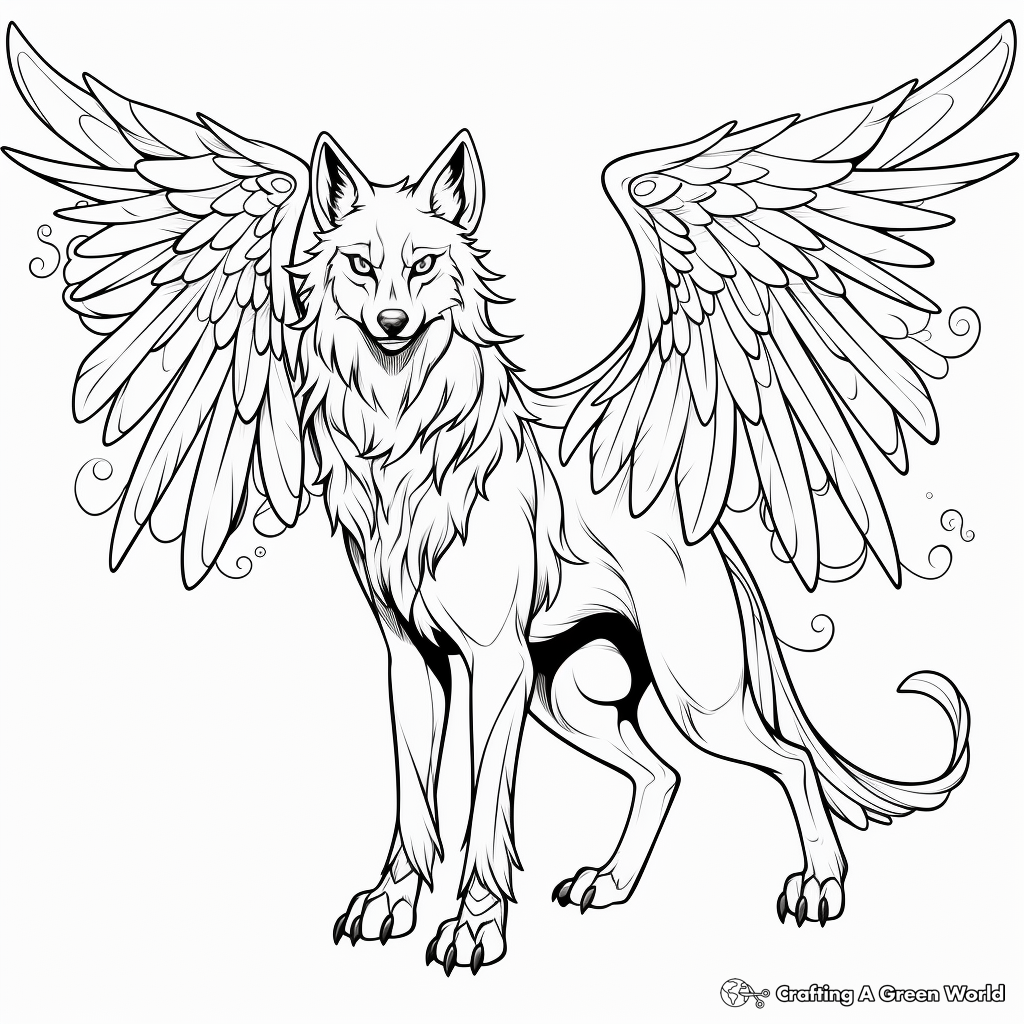 Wolves with wings coloring pages