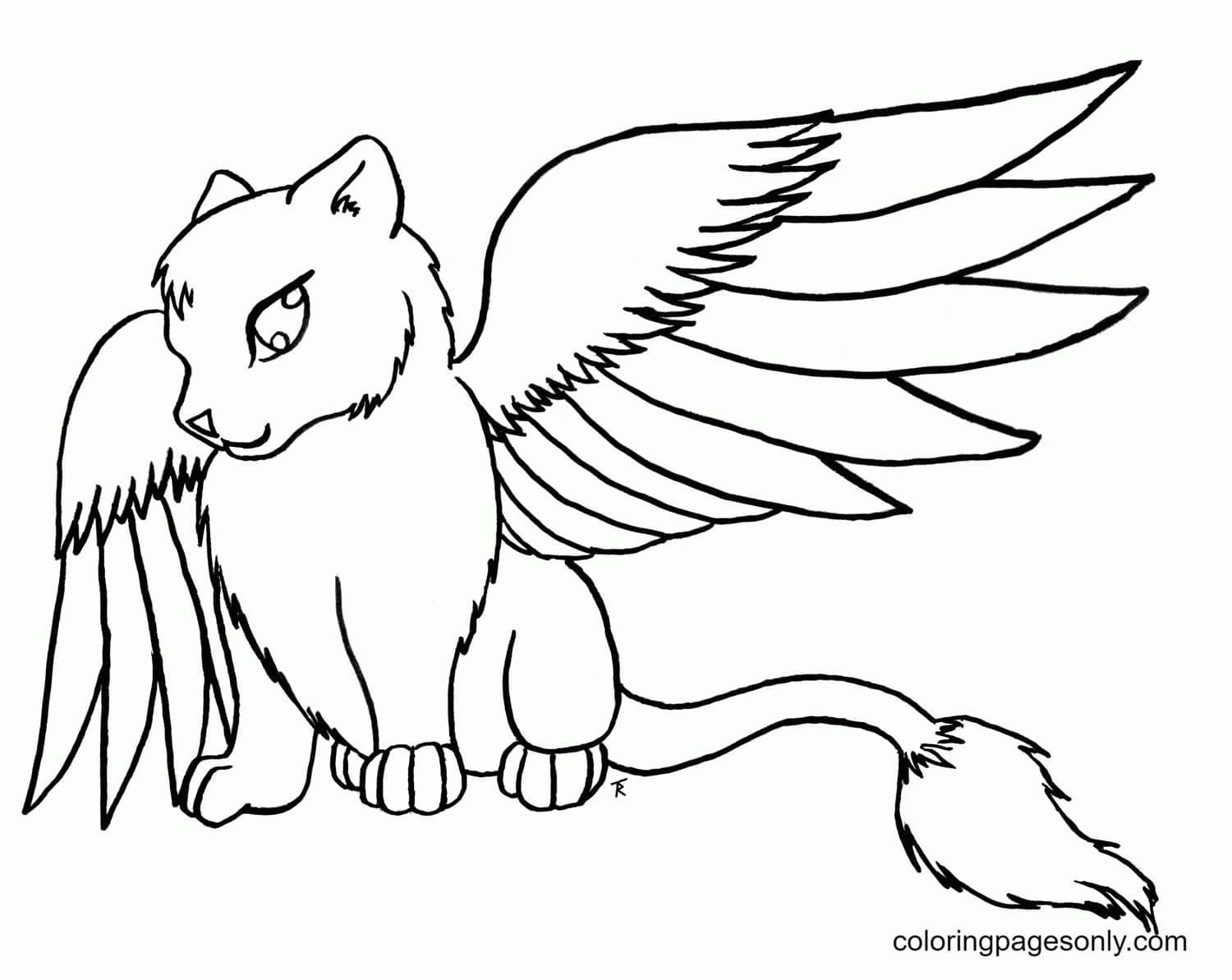 Wolf with wings coloring pages printable for free download