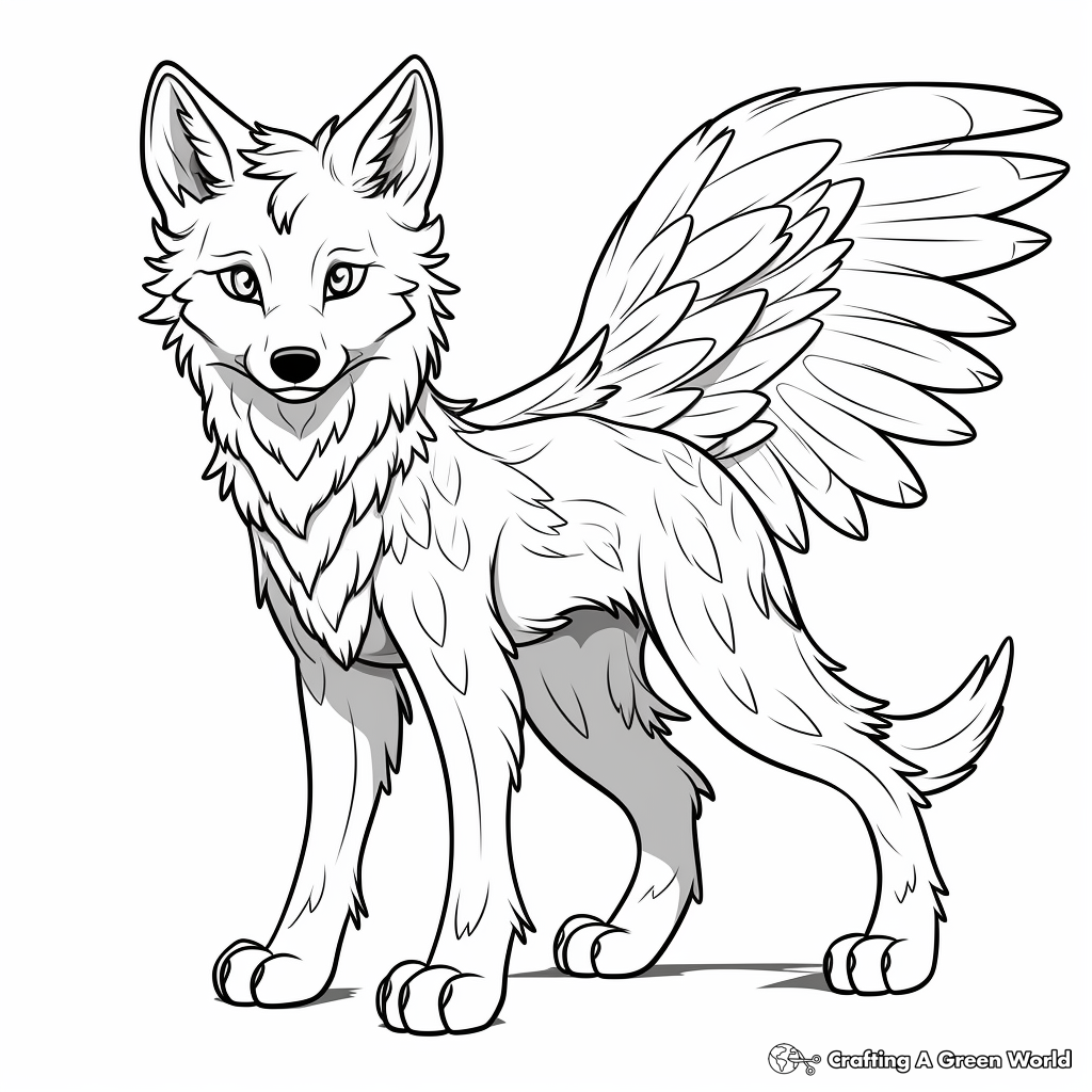 Winged wolf coloring pages