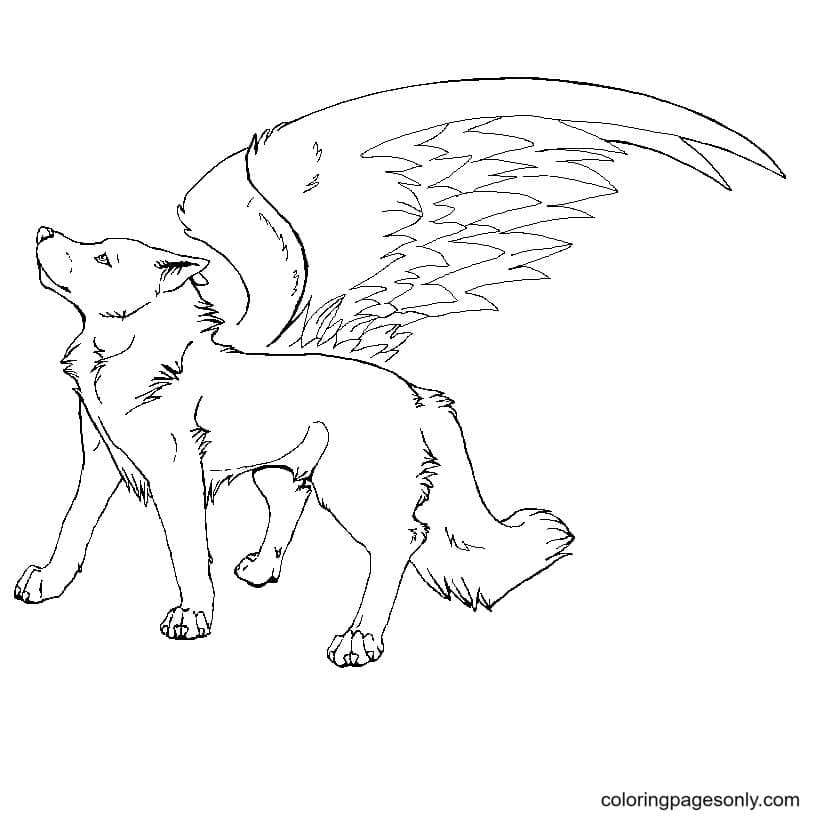 Wolf with wings coloring pages