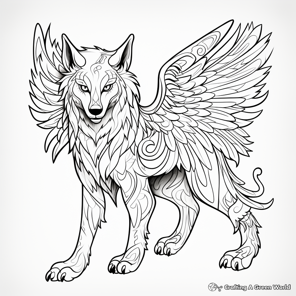 Winged wolf coloring pages