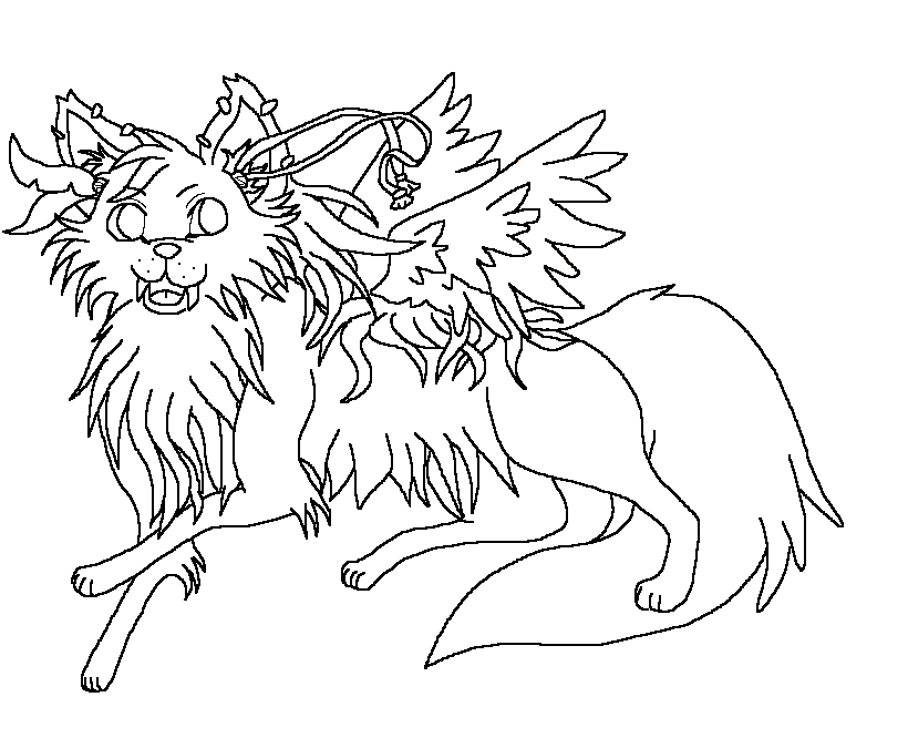 Winged wolf lines to color by athrunzz on