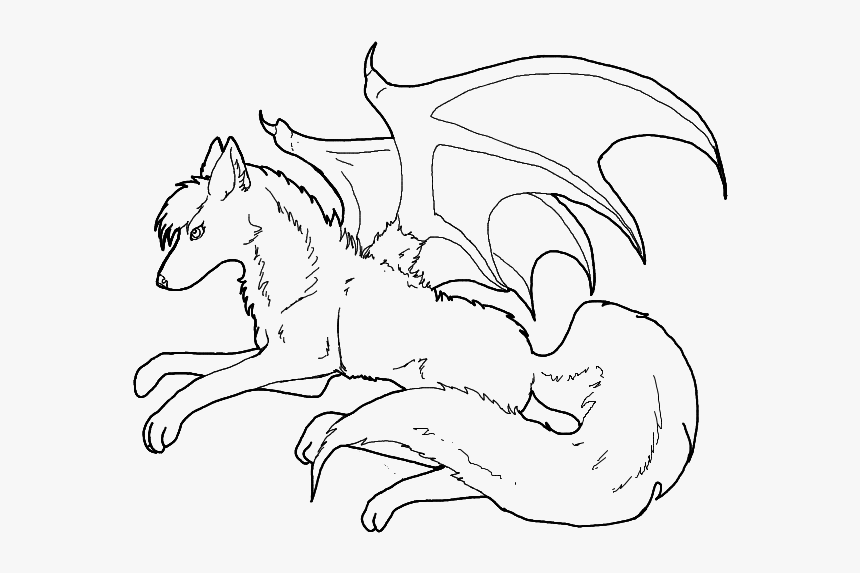 Anime wolf coloring pages to print wolves with wings