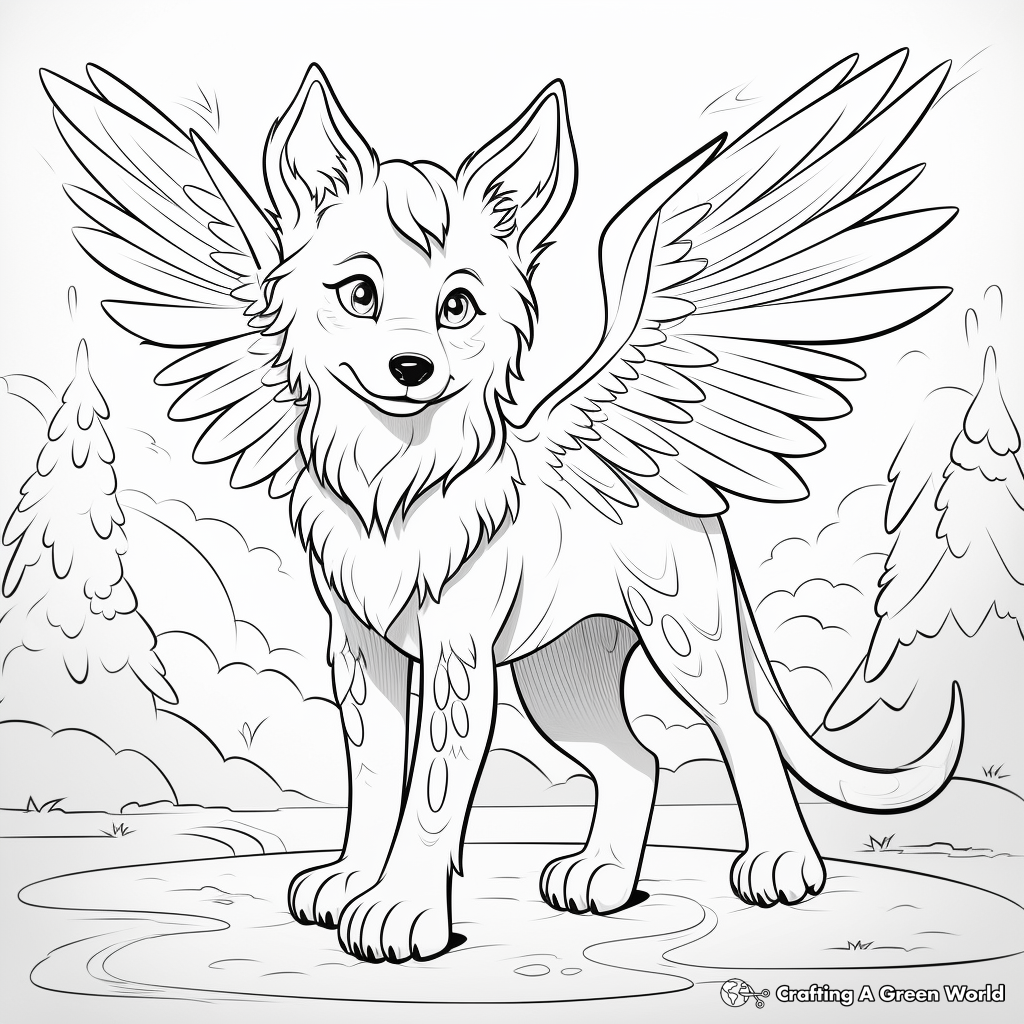 Winged wolf coloring pages