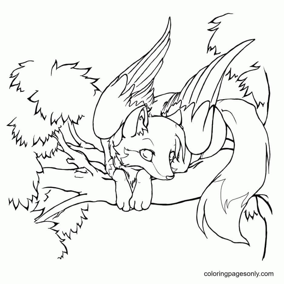 Wolf with wings coloring pages printable for free download