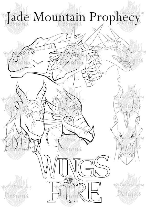 Wings of fire jade mountain prophecy printable coloring page seawing sandwing icewing skywing rainwing nightwing