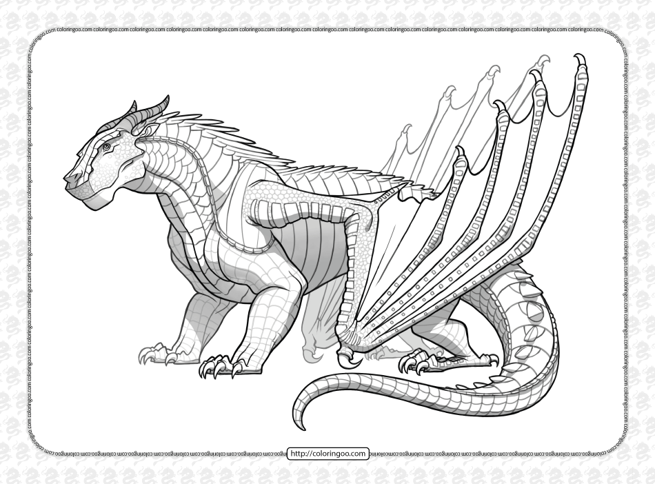 Mudwing dragon from wings of fire coloring page