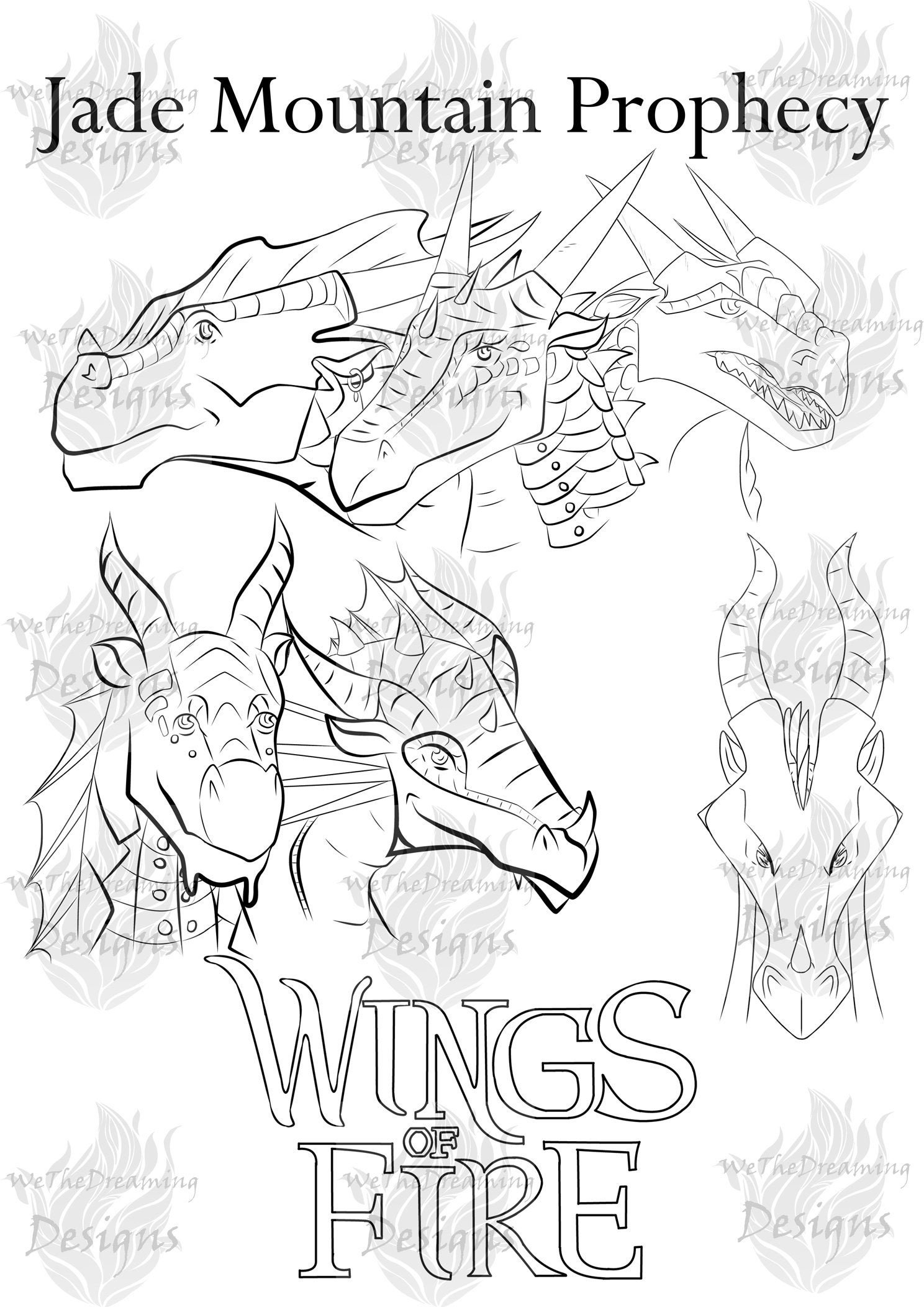 Wings of fire jade mountain prophecy printable coloring page seawing sandwing icewing skywing rainwing nightwing