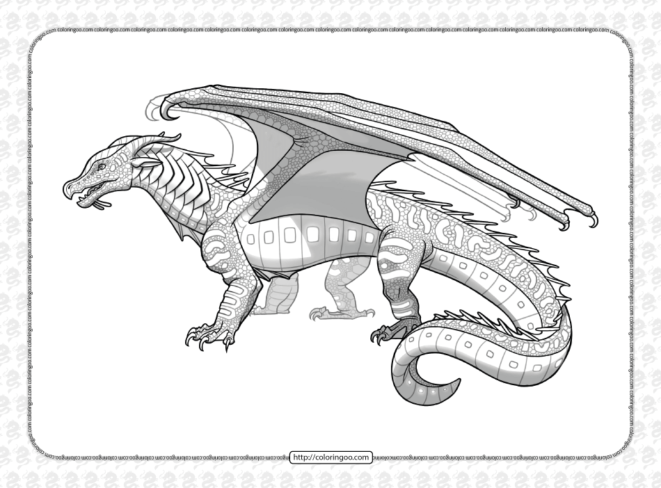 Seawings dragon from wings of fire coloring page