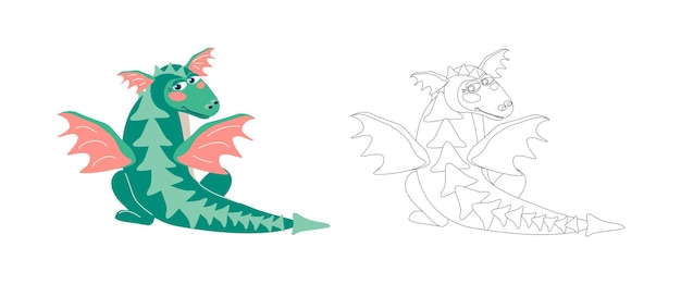 Premium vector coloring book winged dragon