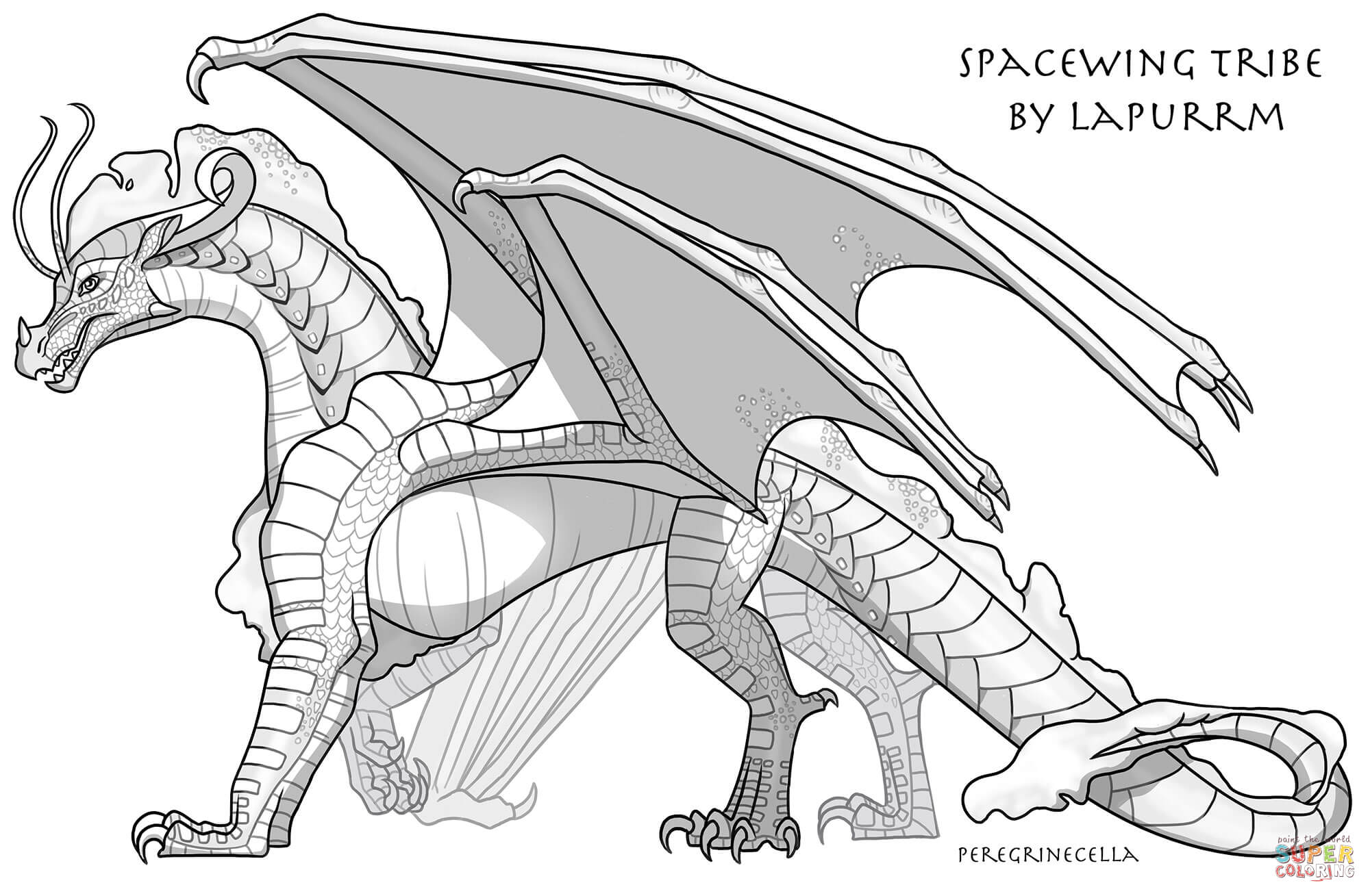 Spacewings dragon coloring page free printable coloring pages