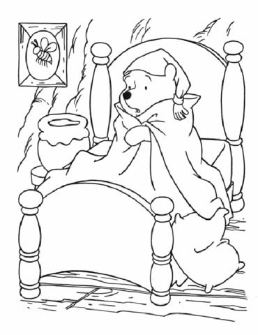 Sick winnie the pooh in bed coloring page cartoon coloring pages bear coloring pages disney coloring pages