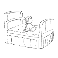 Puppy on bed coloring pages