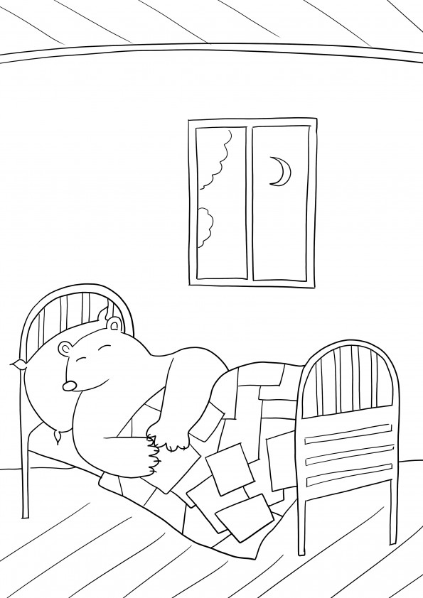 Hibernating bear to print and color free