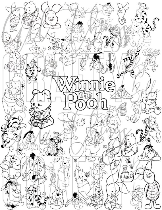 Winnie the pooh coloring sheets digital pdf coloring pages