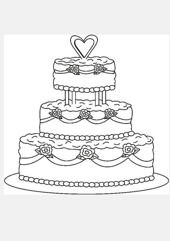 Coloring pages printable weeding cake coloring pages for kids