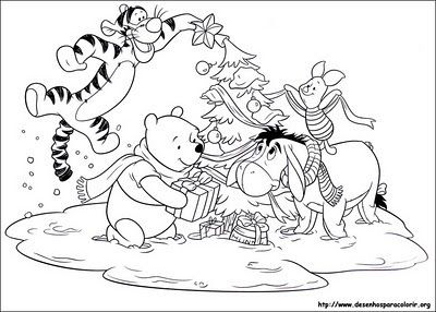 Winnie the pooh and friends coloring pages christmas