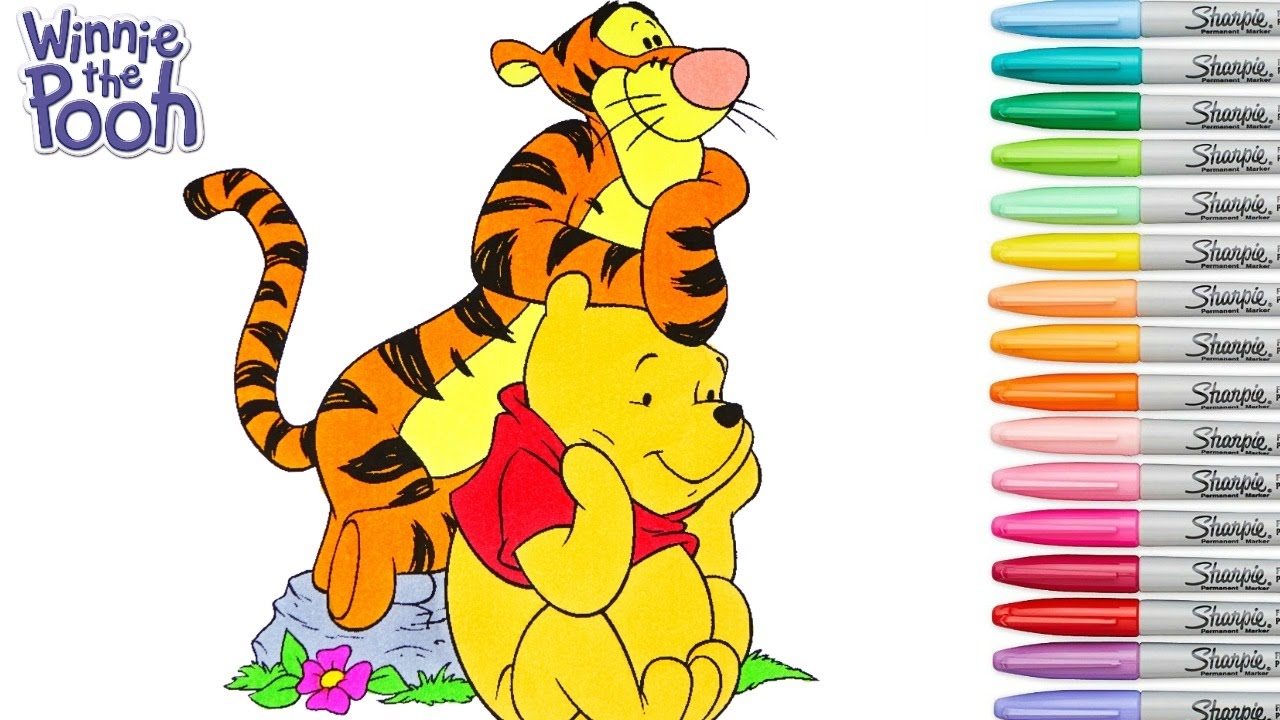 Disney coloring book winnie the pooh tigger colouring pages rainbow splash