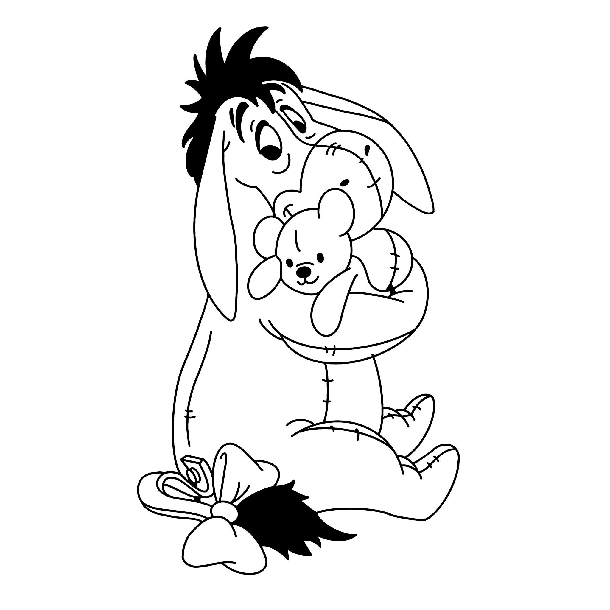 Sitting eeyore digital files svgpdfpngjpeg winnie the pooh coloring pages