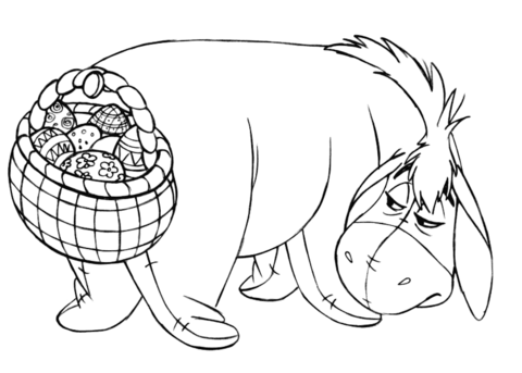 Eeyore with easter basket coloring page free printable coloring pages