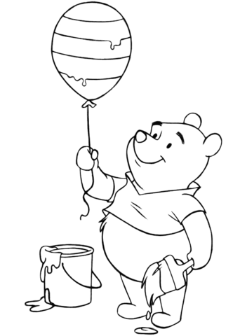 Winnie the pooh with easter balloon coloring page free printable coloring pages