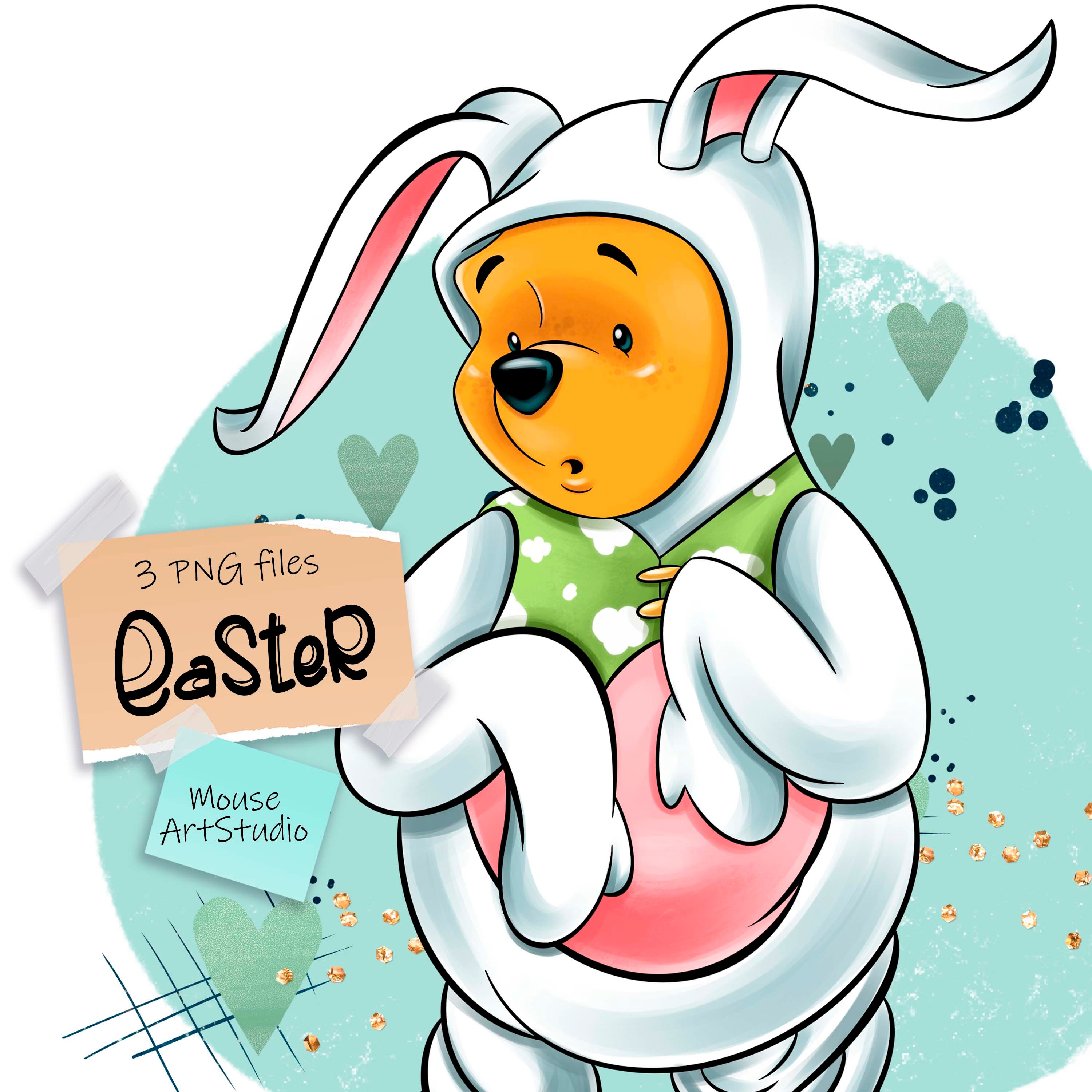 Winnie the pooh easter bear sublimation design digital illustration instant download