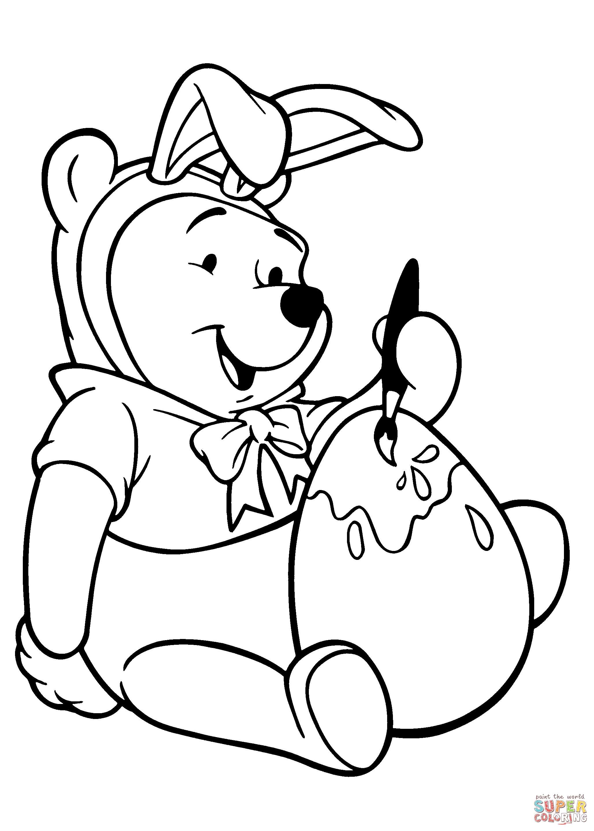 Winnie is coloring easter egg coloring page free printable coloring pages