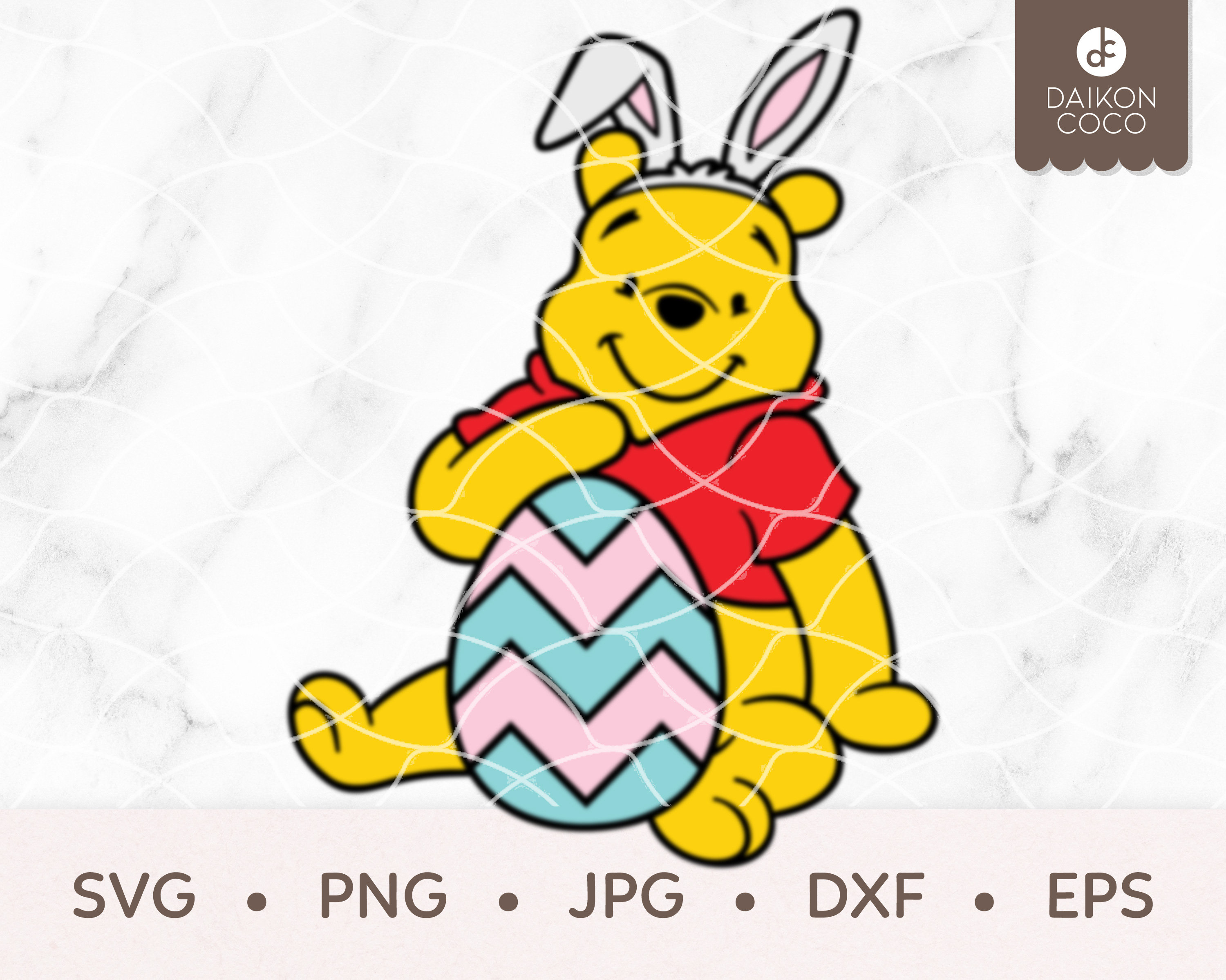 Winnie the pooh easter egg winnie pooh bunny svg svg png jpg dxf eps cricut silhouette cutting files