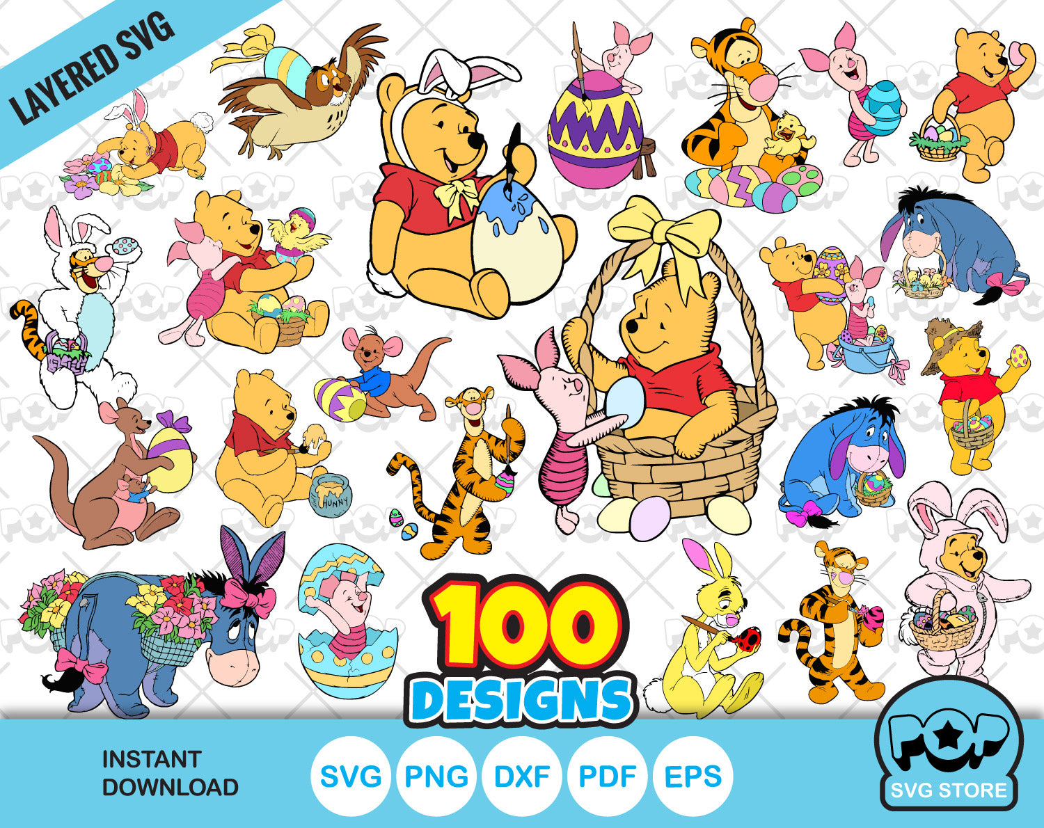 Pooh and friends easter clipart set disney easter svg cut files for c â