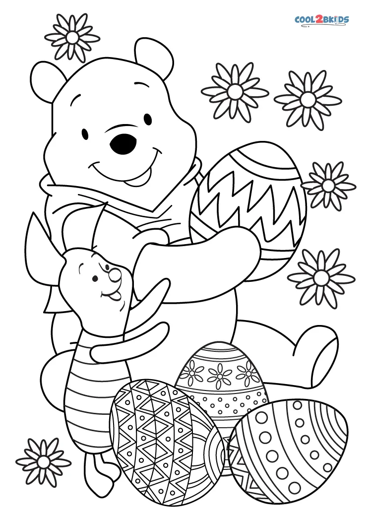 Free printable winnie the pooh easter coloring pages for kids