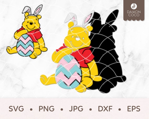 Winnie the pooh easter egg winnie pooh bunny svg svg png jpg dxf eps cricut silhouette cutting files